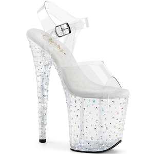 Shoe: STARDANCE-808 Platform Shoes Clear/Clear-Silver Multi Rhinestone