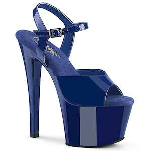 Shoe: SKY-309 Platform Shoes Royal Blue Patent Royal Blue