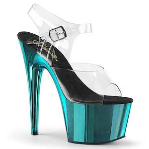 ADORE-708 Clear/Turquoise Chrome Platform Sandal