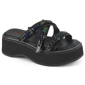 EMILY-07 Black Vegan Leather- Hologram Patent