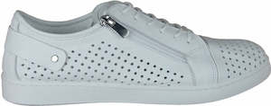 EG17-Top selling super soft Turkish leather perforated sneaker with side zip