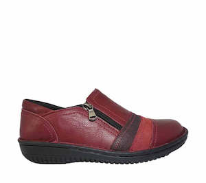 Shoe: 5849-27-Wide fitting Crinkle leather shoe with side zip, super comfortable