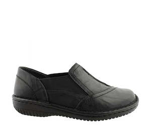 Shoe: 761-27-Top Selling wide fitting Crinkle leather shoe with elastic gussets