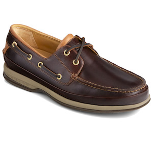 GOLD CUP-Brown leather boat shoes with gold eyelets