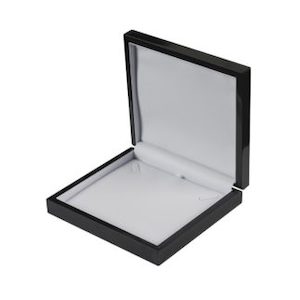 Black Gloss Large Pendant Box with Black Interior 100 x 103 x 40mm