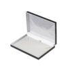 Black Soft Touch Leatherette Necklace Box with White Stripe Detail 104 x 151 x 30mm