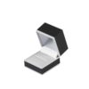 Black Soft Touch Leatherette Ring Box with White Stripe Detail 52 x 47 x 47mm