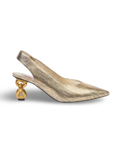 Whitney Slingback Heel By Kathryn Wilson - Gold Lizard