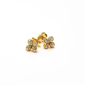 Flora Stud Earrings By Silk and Steel - Gold/CZ