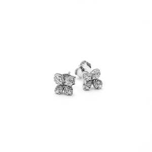 Flora Stud Earrings By Silk & Steel - Silver/CZ