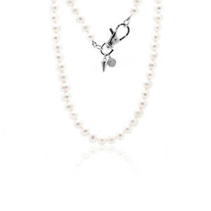 Dinner Date: Perla Necklace By Silk and Steel - Pearl/Silver