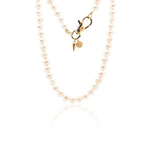 Necklaces: Perla Necklace By Silk and Steel- Pearl/Gold