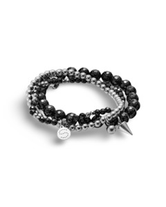 Charme Bracelet Trio By Silk & Steel - Black/Silver