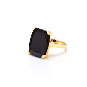 Rings: Goddess Ring By Silk & Steel - Black Onyx Gold