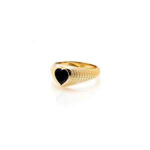 Rings: Romantique Signet Ring By Silk & Steel - Black/Gold