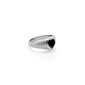 Romantique Signet Ring By Silk & Steel - Black/Silver