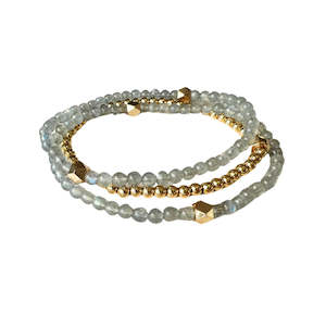 Womenswear: Lindi Kingi Labradorite and Gold Bracelet Set