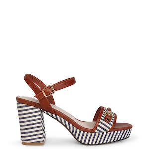 Kathryn Wilson Olivia Heel - Walnut Calf/Ink Stripe