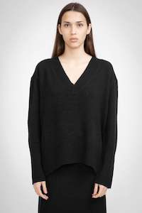 Aleger N.84 Cashmere Blend Oversized V Neck - Black