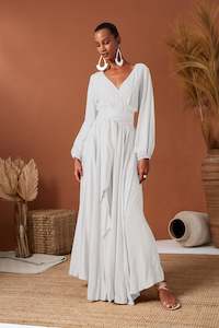 Erika Pena Sahara Maxi Sleeve Wrap Dress - White