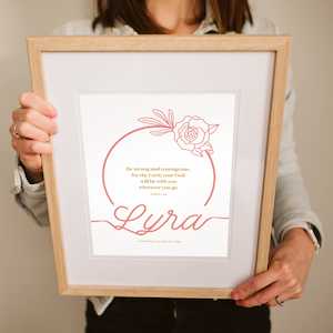 girls baptism print, courageous quote