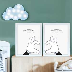 hand heart, twins prints (x2)