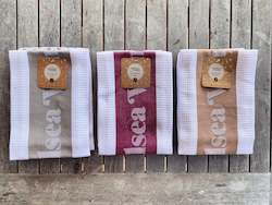 Thick cotton teatowels - set of three (Maple Walnut, Storm and Black Doris Plum)