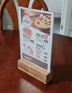 Products: A5 Menu / Table Talker Wood Base