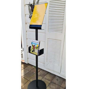 Freestanding  Black A4  Angled Portrait Sign Holder with Leaflet Holder