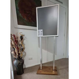 Silver A2 Wooden Base Retail Sign Holder Double Sided Snap Frame