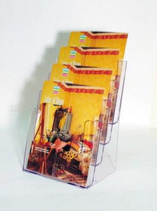 Brochure Leaflet Display Holders Wall Mounted Freestanding: Acrylic Brochure Holder A4 4 Tier