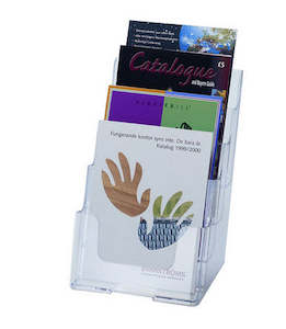 Brochure Leaflet Display Holders Wall Mounted Freestanding: Acrylic Brochure Holder A5 4 Tier