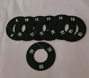 Fashion Display Racks Sizing Rings Merchadising Holders: Rack Dividers Black Round Sizes 8-20 Set of 7