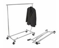 Collapsible Chrome Single Garment Rail