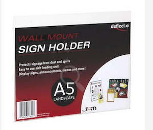 Freestanding Wall Mounted Acrylic Sheet Display Holders L T Base Sizes A3 A6: A5 Landscape Acrylic Sleeve Screw Mounted