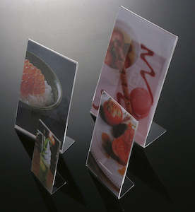 Freestanding Wall Mounted Acrylic Sheet Display Holders L T Base Sizes A3 A6: Acrylic Angled A4 Portrait Holder