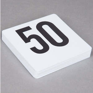 Freestanding Table Talkers Display Holders: Table Number Set 1-50 White