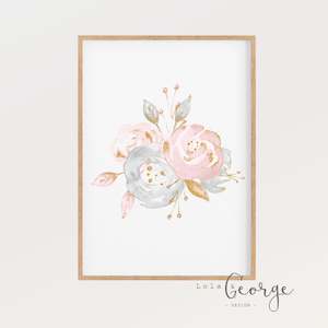 Lola & George Floral Blush - Wall Art Decor A3