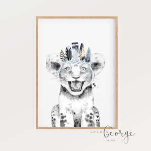 Lola & George Leo Lion - Wall Art Decor A3