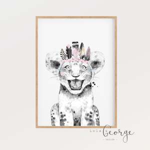 Lola & George Leah Lion - Wall Art Decor A3