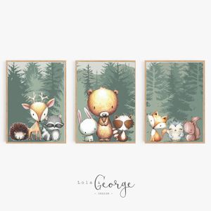 Lola & George Forest Friends Trilogy Set - Wall Art Decor A2