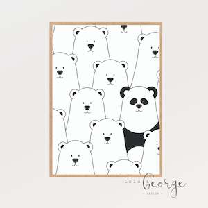 Lola & George Standout Panda - Wall Art Decor A3