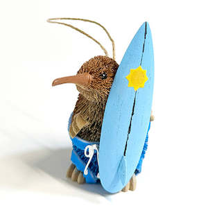 Internet only: Fun NZ Brush Kiwi Bird Surfer Dude Christmas Ornament