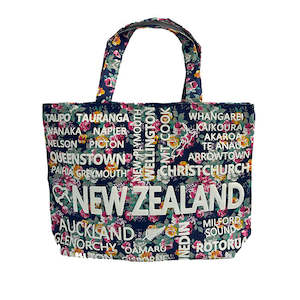 BIG Navy Souvenir NZ Tote Bag with Cities Print