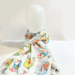 Pretty Native NZ Birds and Flowers Scarf