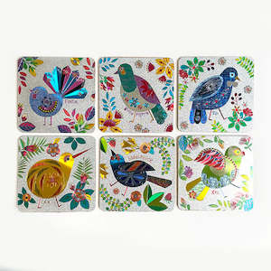 Internet only: Pretty Sparkly NZ Native Bird Coasters