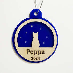 Internet only: Personalised NZ Cat Christmas Ornament