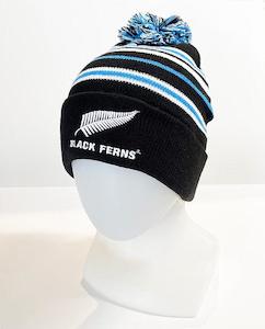 Black Ferns NZ Rugby Womens Beanie with Pompom