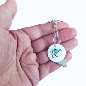 Paua and MOP Kiwi Keychain