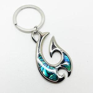 Paua Shell Maori Fish Hook Keyring